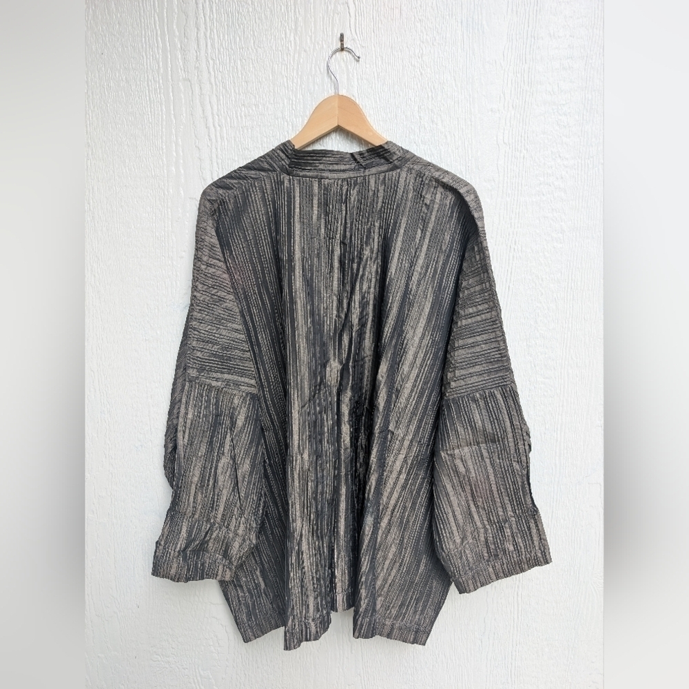 Vintage Eskandar Neiman Marcus Silk Blend Crinkle Cropped Duster Size 0 - Picture 9 of 13